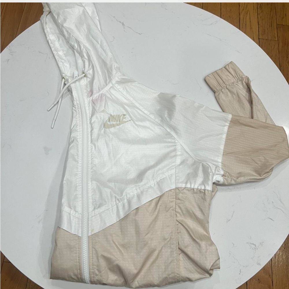 Nike White and Beige Hooded Jacket
